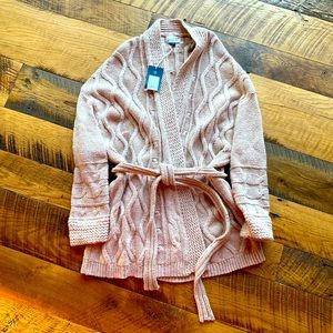 Universal thread tan colored cardigan.